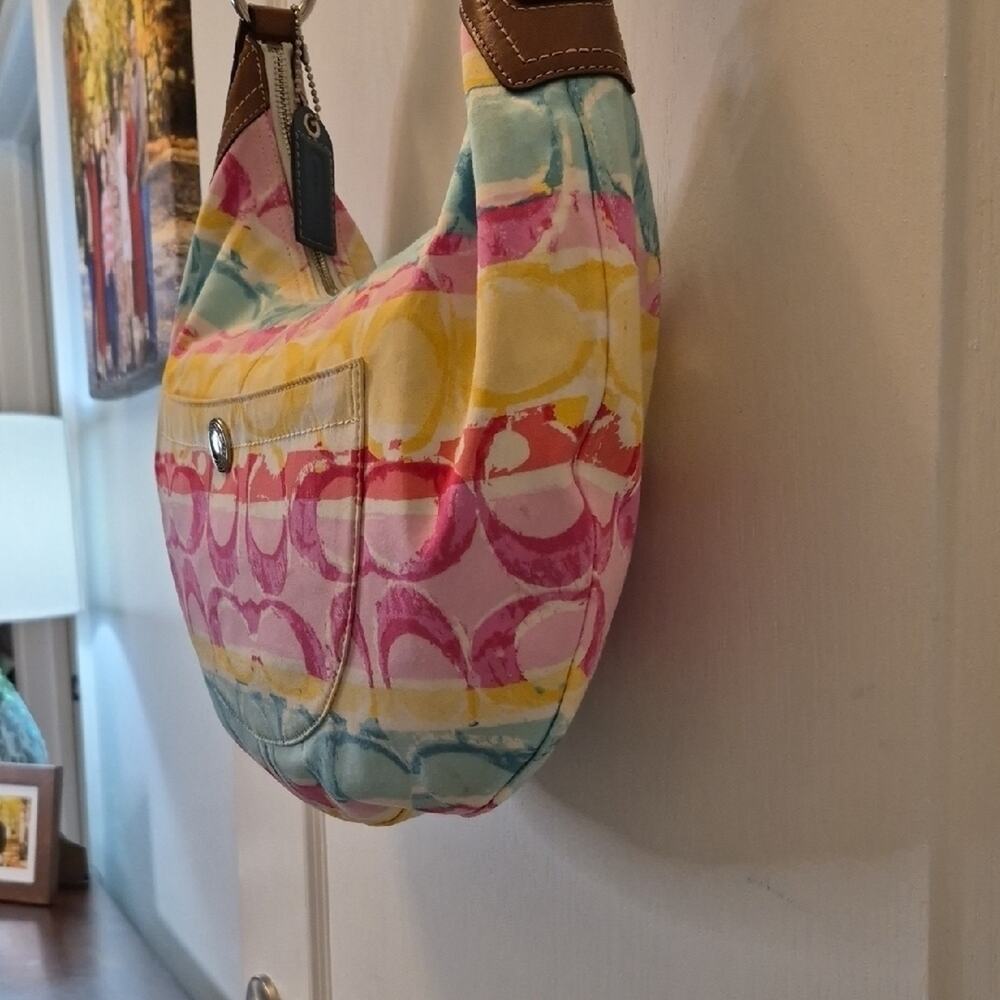Coach Hamptons Watercolor Scribble Hobo Bag C0985-11754 EUC Purse Y2K 2009 - Picture 11 of 16